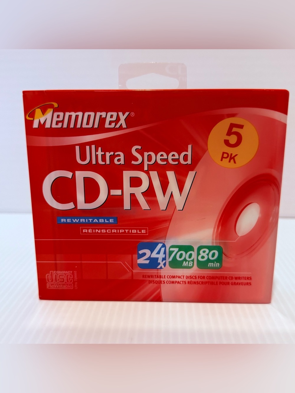 Memorex Ultra Speed CD-RW 5-Pack 700MB 80min Rewritable Discs , New sealed